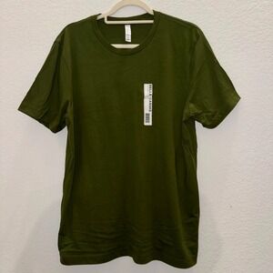 NWT Bella+Canvas Men L Crew Neck Short Sleeves T shirt Olive Green Cotton Casual